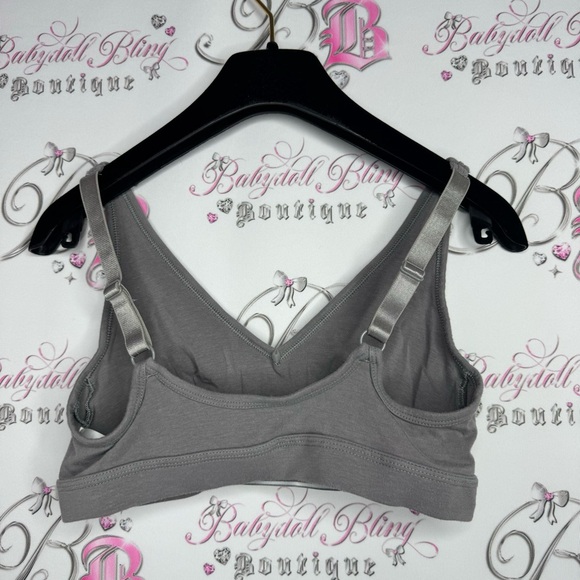 Calvin Klein bra bralette sports bra grey white logo band stretchy soft comfy - Picture 2 of 8
